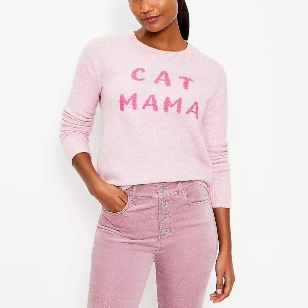 Loft Pink Cat Mama Sweater XS